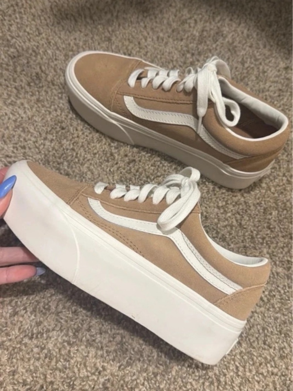 Vans - Womens Tan Platform Shoes - Suede